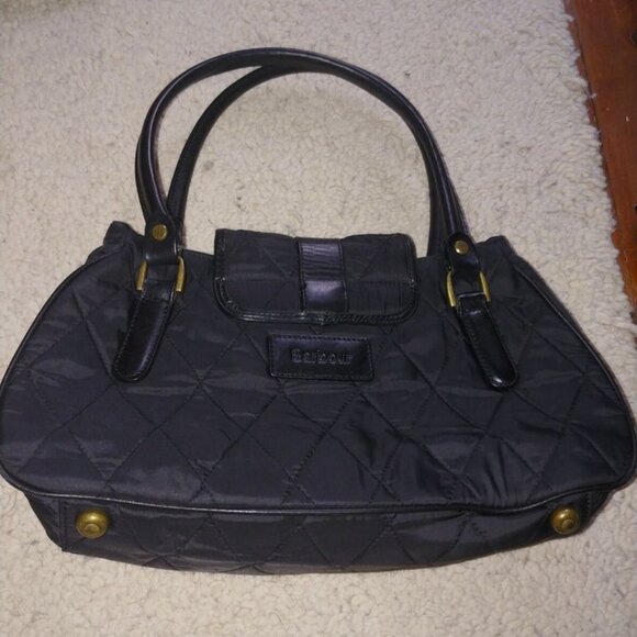 EUC Barbour Purse Bag Leather and Nylon Quilted Tonnes of Pockets - Picture 2 of 10